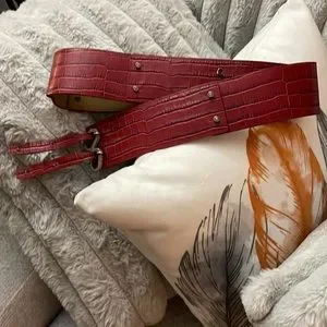 Swarovski Red wide leather belt / rhinestone Size Medium/ Large 38 “ NEW ! sale Swarovski | Accessories | Swarovski Red Wide Leather Belt  main image 2